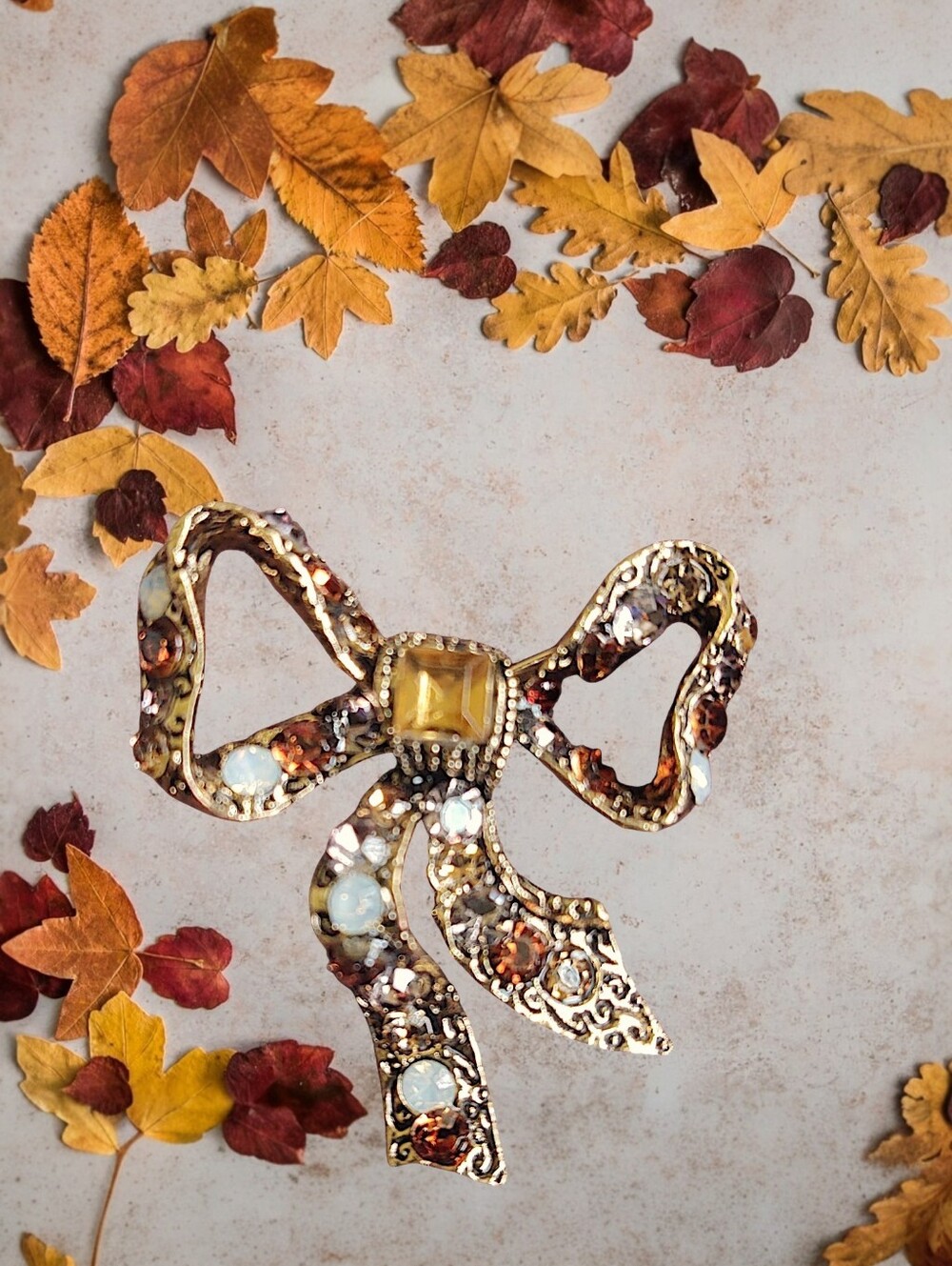 Autumn Tones Bow Brooch